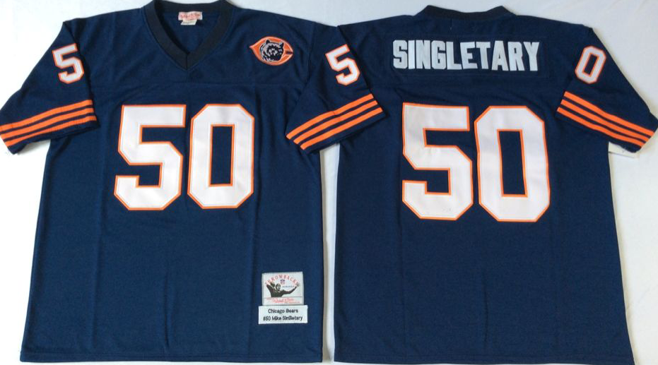 Men NFL Chicago Bears #50 Singletary blue Mitchell Ness jerseys